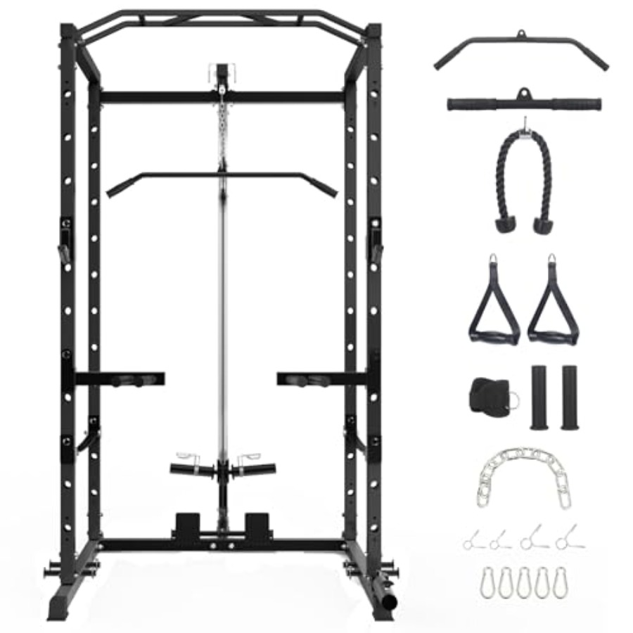 Home Gym Rack With Cables - 1600 Lbs Power Rack for Home