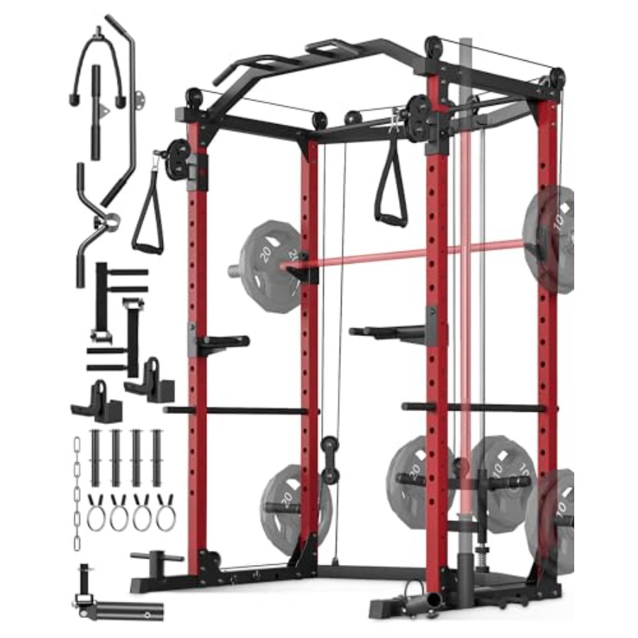 Home Gym Rack With Cables - Power Cage Multi-Functional Power Racks for