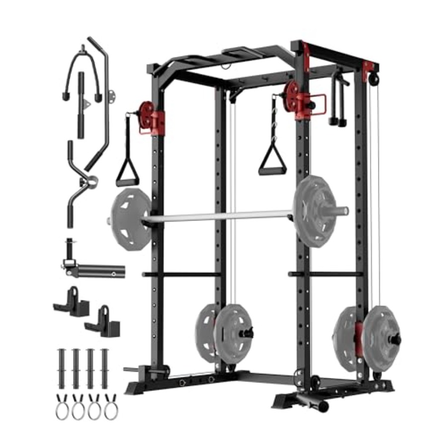 Home Gym Rack With Cables - Heavy-Duty Home Gym Power Cage Dual
