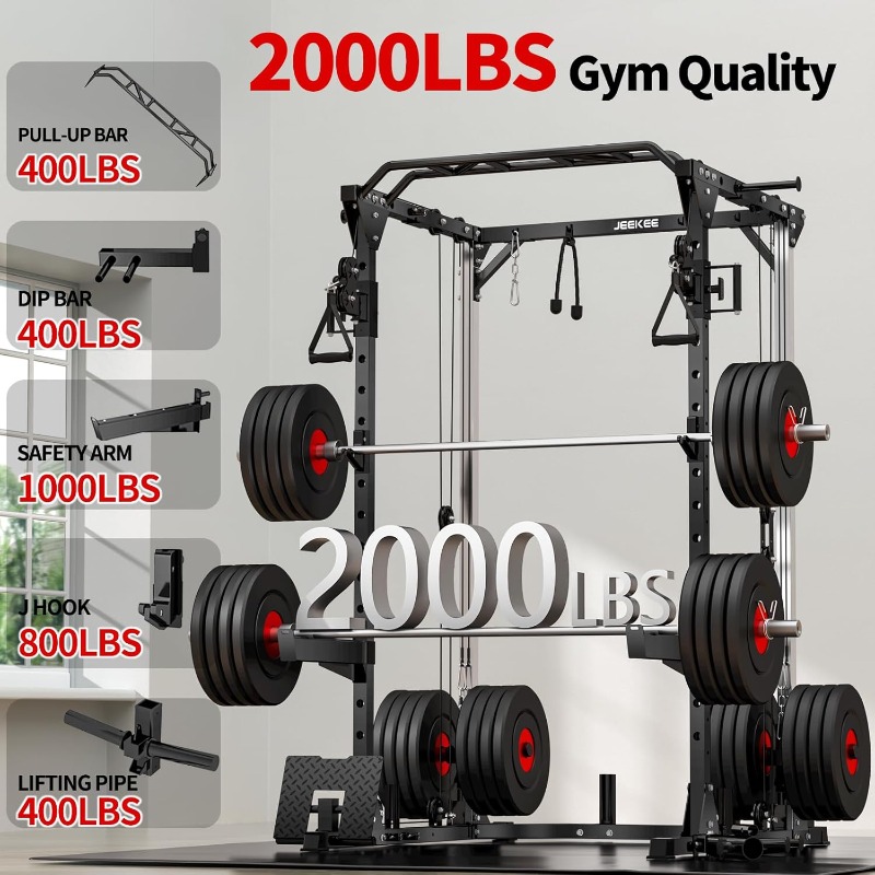 JEEKEE 2000LB Heavy Duty Power - Home Gym Rack With Cables recensie en prijs