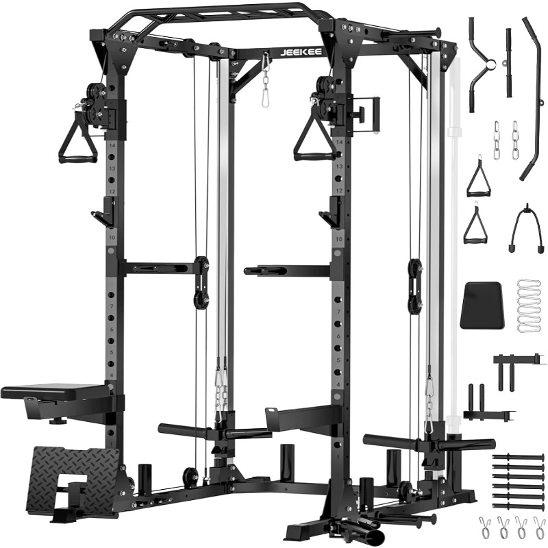 JEEKEE 2000LB Heavy Duty Power - Home Gym Rack With Cables recensie en prijs