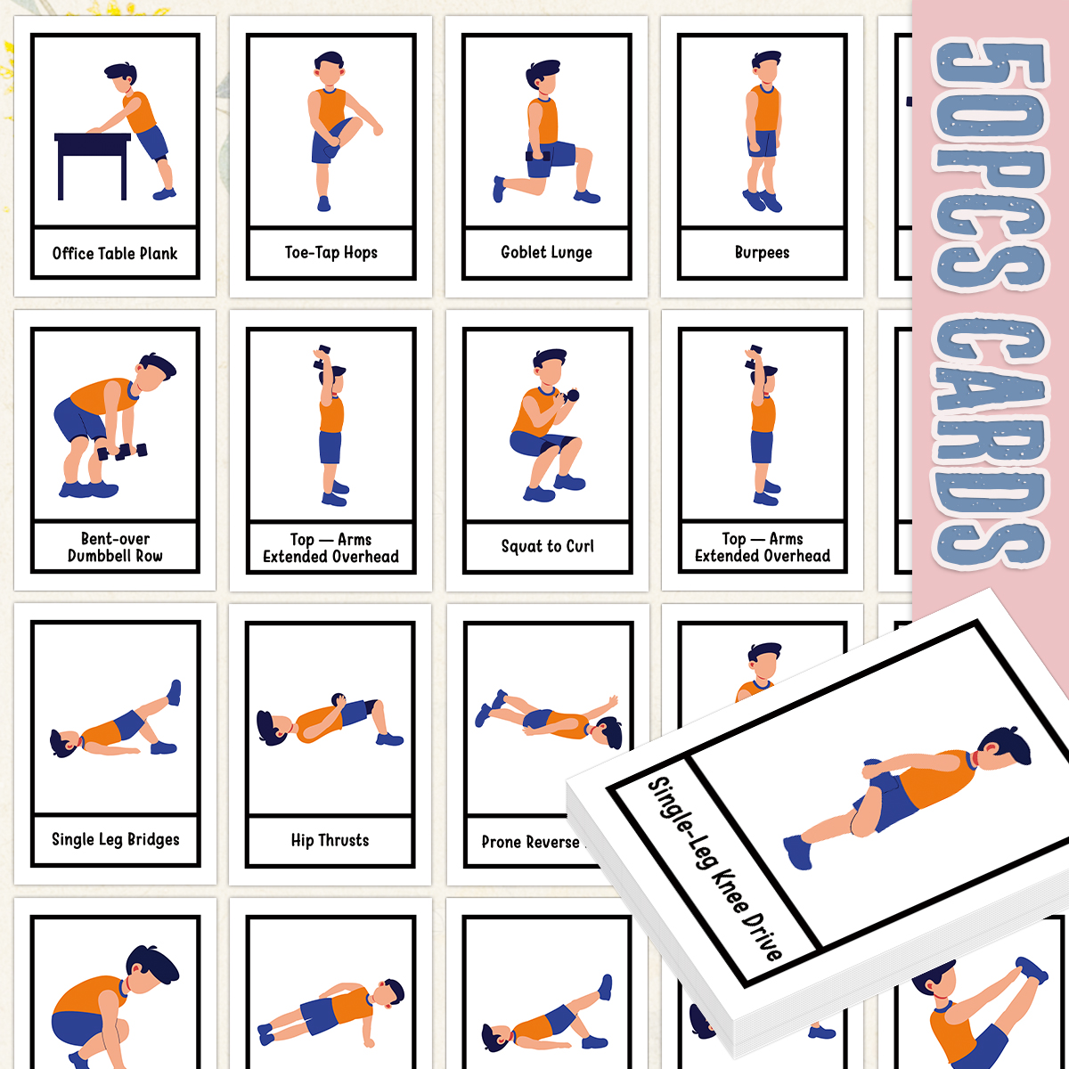 50pcs Exercise Fitness Flashca - Workout Plan Home Gym recensie en prijs