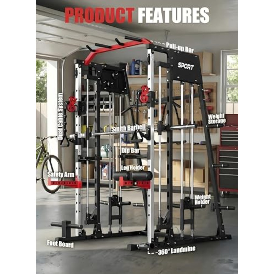 Smith Machine Home Gym All in  - Home Gym Rack With Cables recensie en prijs