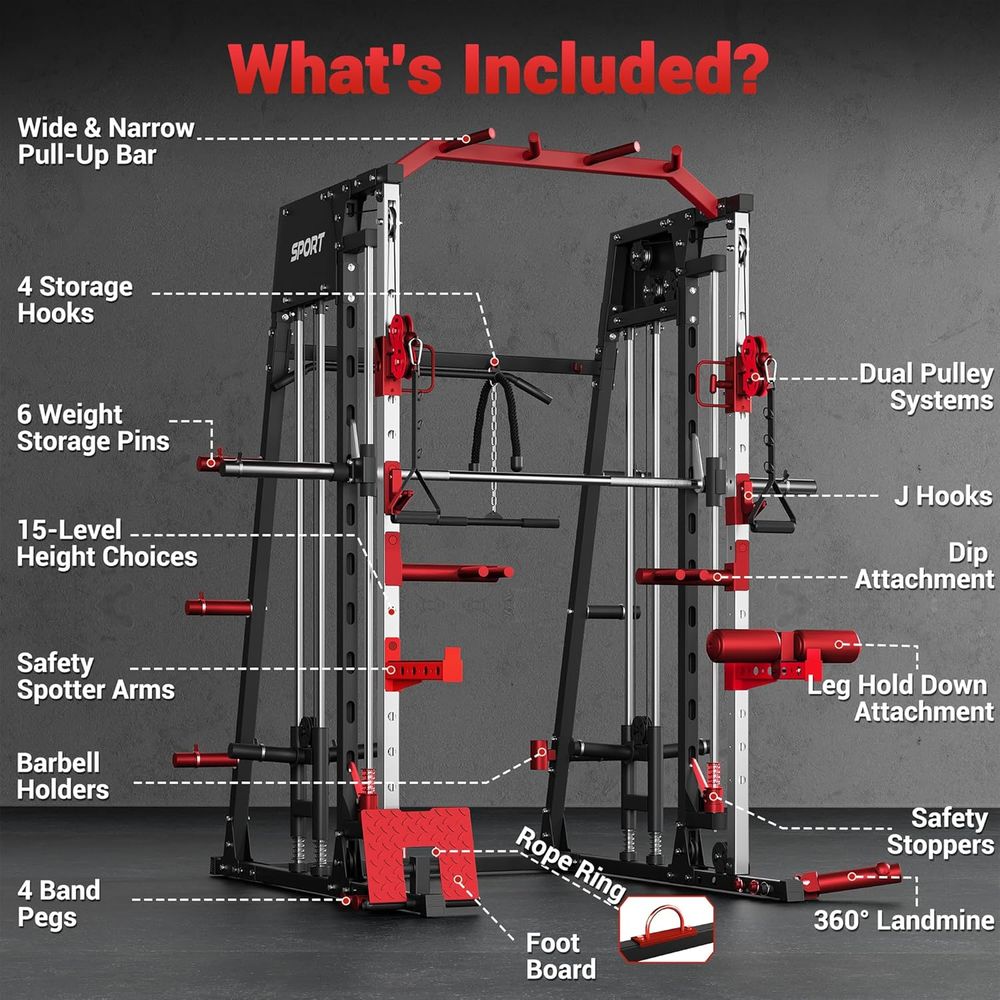 Home Gym Power Cage with Smith - Lat Pulldown Cable recensie en prijs